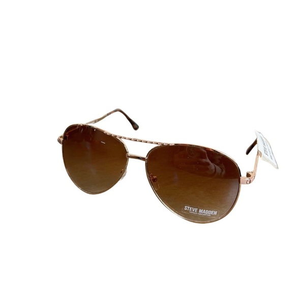 Steve Madden NWT Brown Aviator Sunglasses Driving Vacation Summer Beach Classic - Picture 1 of 6